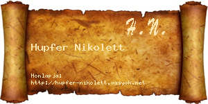 Hupfer Nikolett névjegykártya